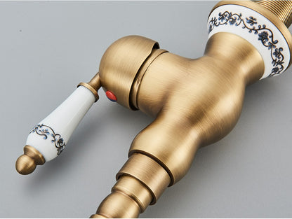 Antique Brass Bathroom Faucet Rotating Spout Basin Sink Mixer Tap Bathroom Kitchen Washing Faucet Washbasin Taps Kitchen Mixers