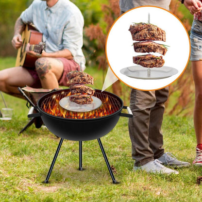 Vertical Tacos Al Pastor Skewer Stainless Steel Brazilian Barbecue Skewer Vertical Spit Stand Shawarma Kebabs Gyros BBQ Grilling