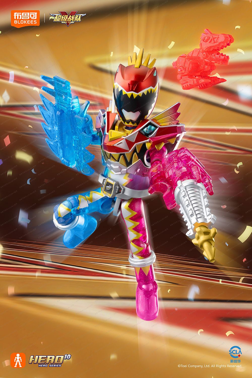 [Em Estoque] Original Blockee Super Senta Zyuden Kyoryuger Power Rangers Dino Super Charge Blocos de Montar Bonecos Brinquedos de Montagem
