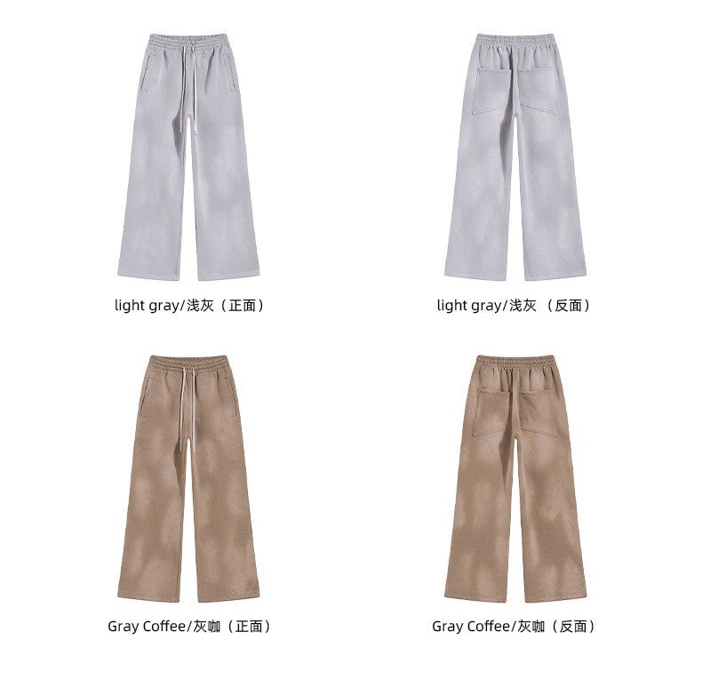 Autumn and winter 2024 new splash ink white spray-dyed loose plus velvet joggers