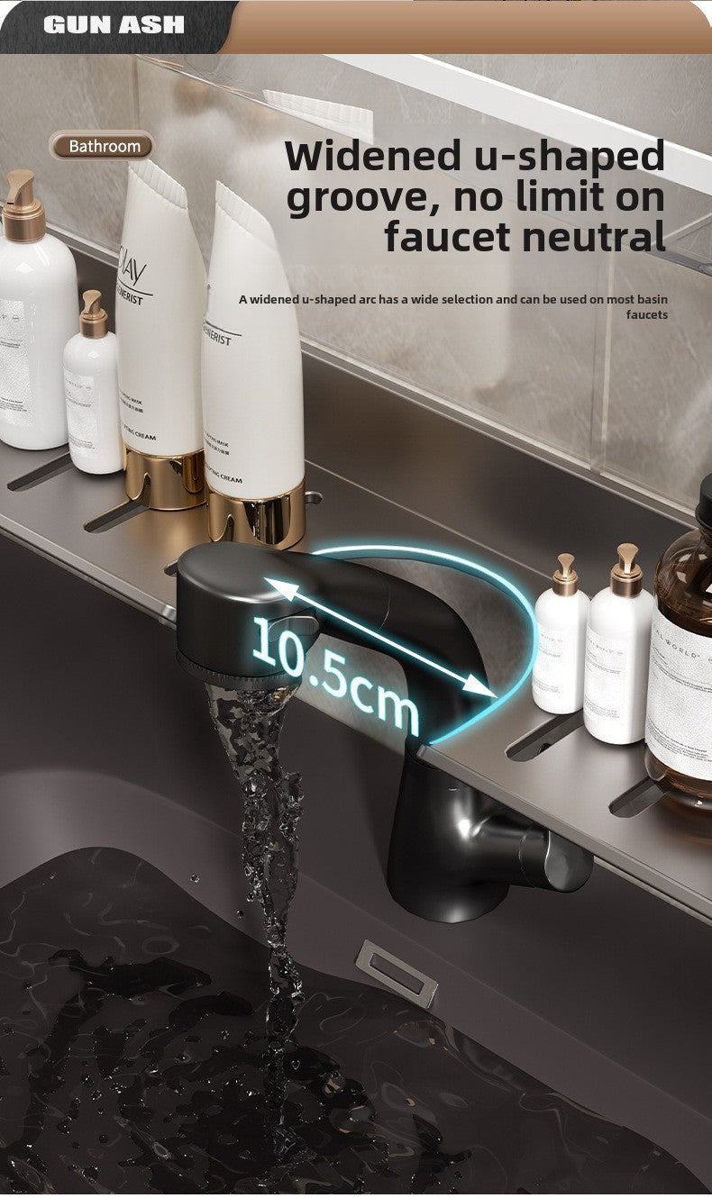 Toilet faucet storage rack, toilet sink, washbasin, wall mounted non perforated mirror front bathroom rack