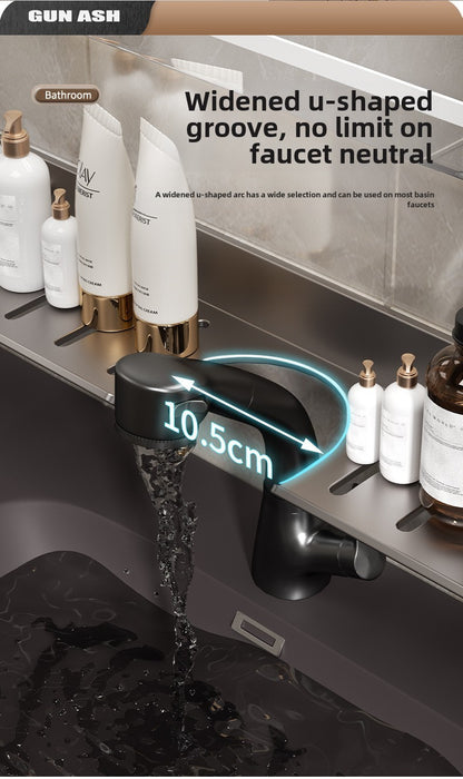 Toilet faucet storage rack, toilet sink, washbasin, wall mounted non perforated mirror front bathroom rack