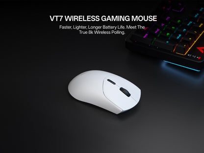 Mouse Gamer Sem Fio Rapoo VT7 MAX /VT7 Taxa de Sondagem Sem Fio Verdadeira de 8K 53g Leve Até 750h de Duração da Bateria