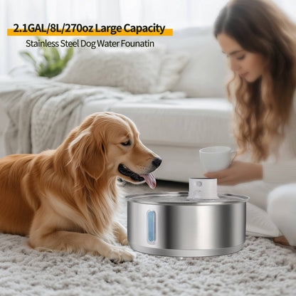 Bebedouro Automático Petavista 8L Aço Inoxidável para Cães 5000mAh Bebedouro Sem Fio para Pets Bateria e Sensor Dispensador 2 em 1 para Cães