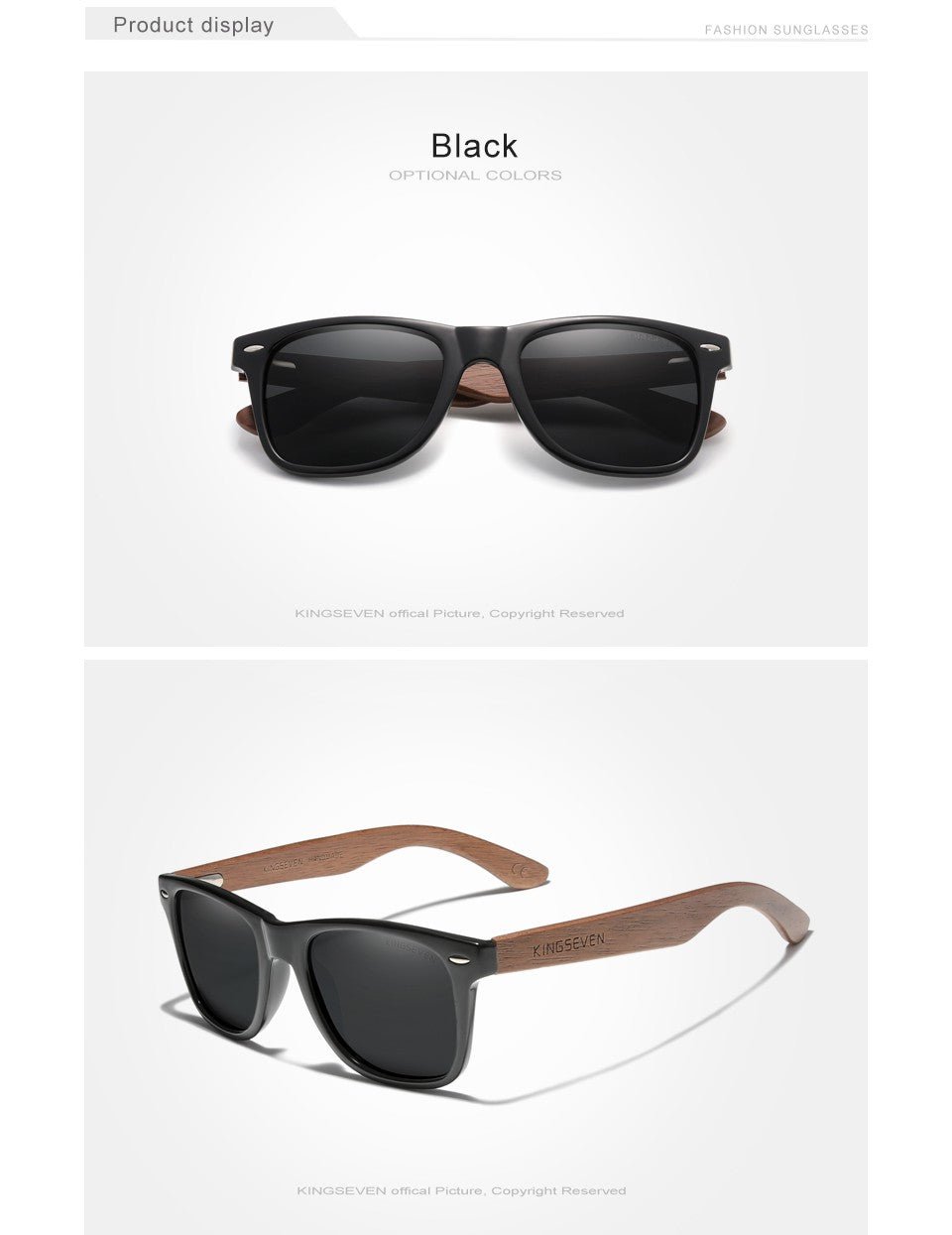 KINGSEVEN Brand 2023 Fashion Handmade Natural Wooden Sunglasses For Men Women Polarized Sun Glasses UV400 Mirror Male Eyewear
