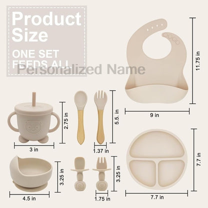 Personalized Name Baby Feeding Set Kids Silicone Plate Bowl Straw Cup Customized Children's Tableware Baby Supplies Newborn Gift