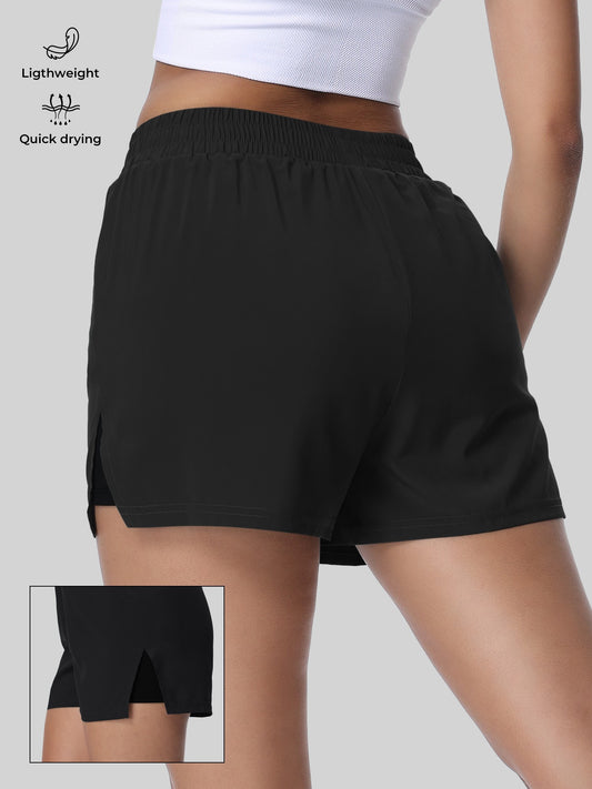 Women's  Split Sports Shorts with Liner, Comfortable and Breathable, Suitable for Multiple Scenarios Like Running, Fitness, Yoga