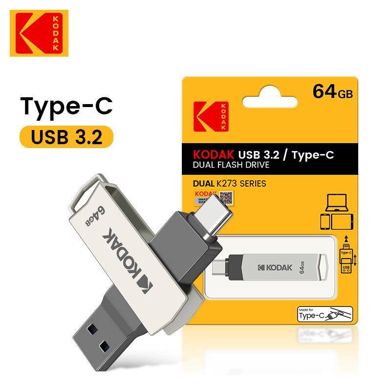Pen Drive Kodak K273 USB 3.1 OTG 64 GB USB3.1 Gen 1 Tipo C Pen Drive 64G USB-C Cartão de Memória 64gb Alta Velocidade