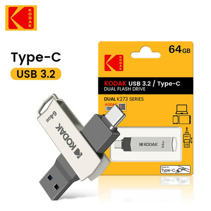 Pen Drive Kodak K273 USB 3.1 OTG 64 GB USB3.1 Gen 1 Tipo C Pen Drive 64G USB-C Cartão de Memória 64gb Alta Velocidade