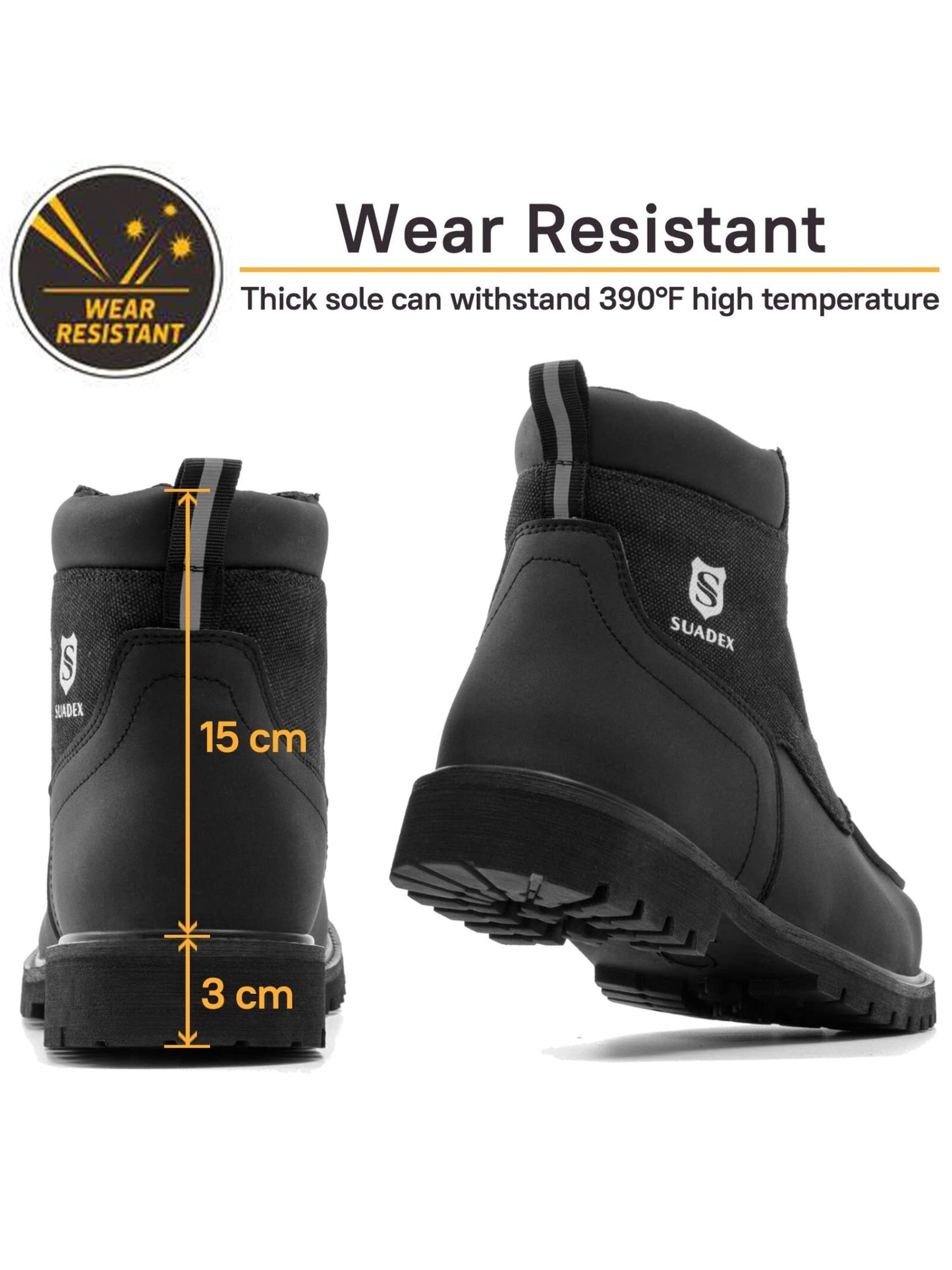 SUADEX Steel Toe Boots for Men Women Waterproof Indestructible Work Safety Boot Outdoor Protection Construction Shoes