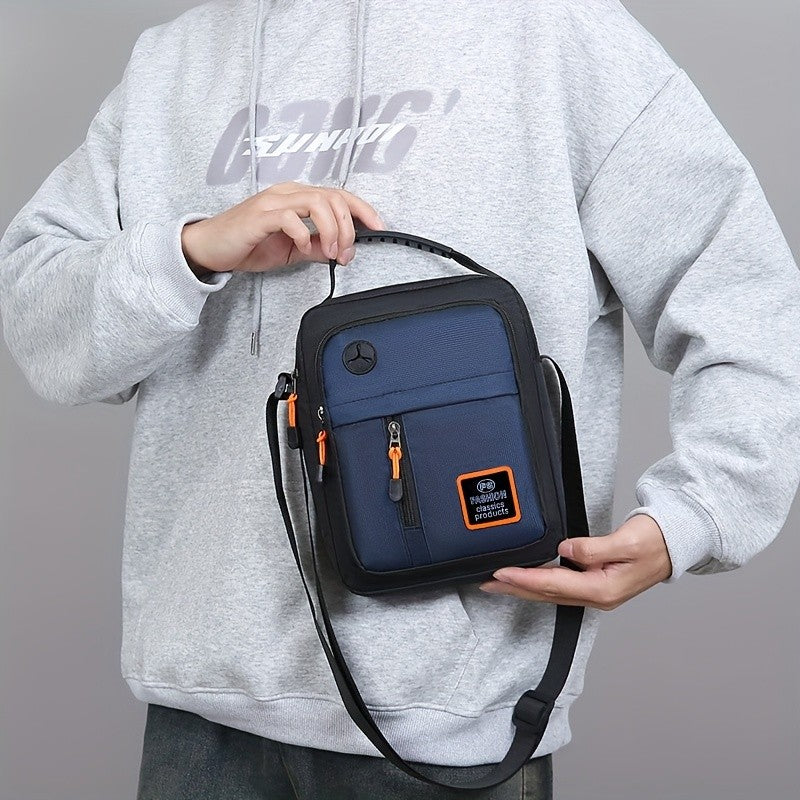 Stylish Men's Crossbody Bag with Headphone Jack, Multiple Pockets, Adjustable Strap, Ideal for Casual, Vacation Travel, Holiday