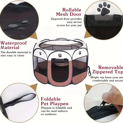 Tenda dobrável para animais de estimação, octogonal, impermeável e resistente a arranhões, feita de tecido Oxford, para gatos, ninho e canil