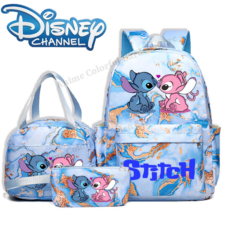3pcs Disney Stitch Backpack Lunch Bag Pencil Case Set Anime Cartoon Fashion Schoolbag Suit Students New Semester School Supplies