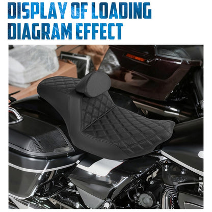 Assento Duplo de Motocicleta com Encosto para Piloto e Passageiro Para Harley Touring FLHR 2024-UP Road Street Glide CVO 2023