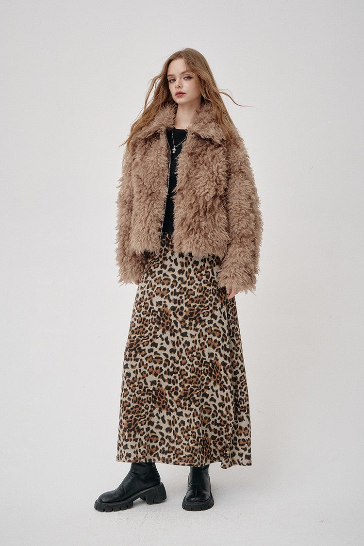 ELFSACK 2025 Winter New Arrivals Y2K Animal Print A-Line Long Maxi Skirt For Woman