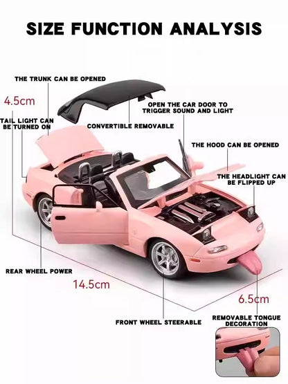1/32 Mazda MX-5 Miniautura Diecast Miata RoadSter Brinquedo Carro Modelo Som e Luz Portas Abríveis Coleção Presente para Crianças Meninos Meninas