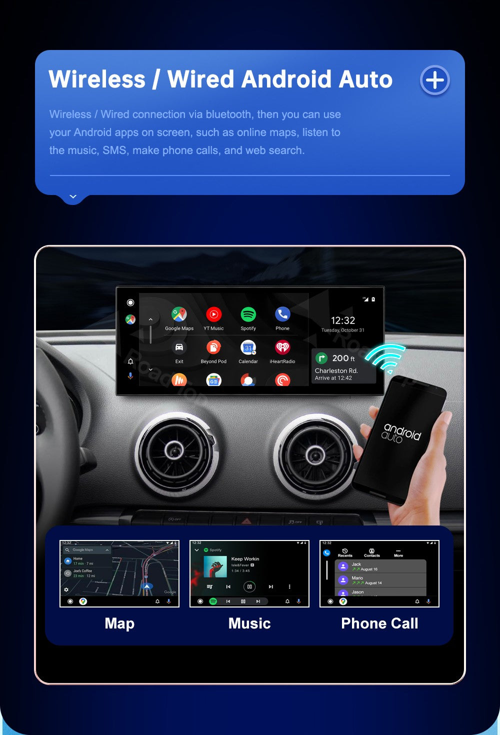 12.3'' Touch Display For Audi A3 S3 2014-2019 Road Top 12.3 Inch Multimedia Player Andriod Auto Link GPS Carplay Screen Car Play