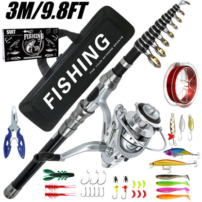 Conjunto de Vara e Carretilha de Pesca Arremesso Longo Luya Vara e Carretilha de Pesca Marinha Combinadas Vara de Spinning Telescópica
