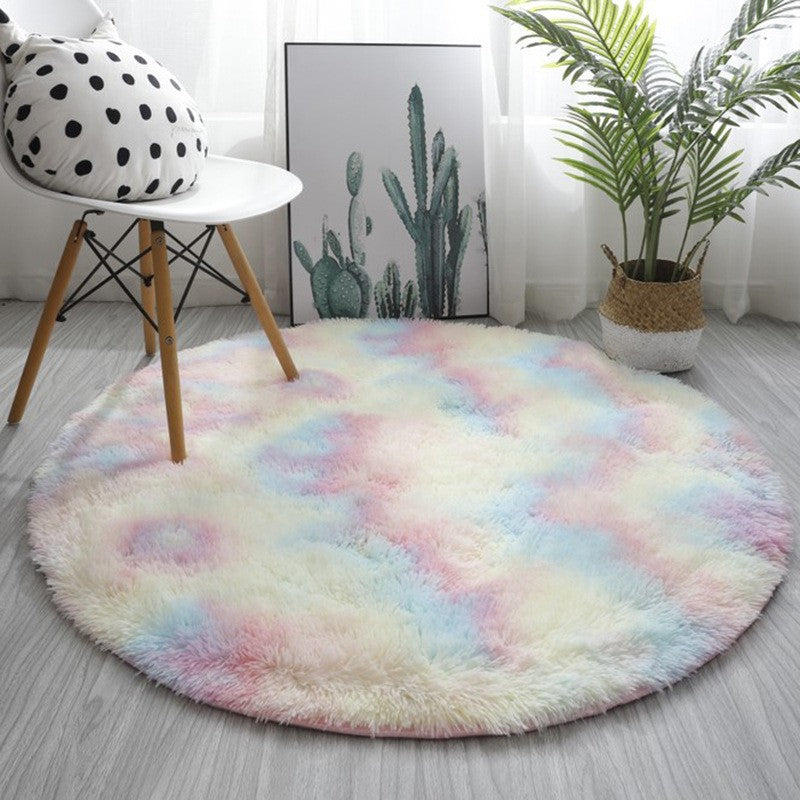 Pink Round Rug for Girls Bedroom,Fluffy Circle Area Rug for Kids Room,Furry Shaggy Carpet for Living Room100/120/140/160