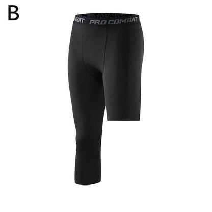 Men One Leg Compression Tights Pants Compression Polyester Sports Training Basketball Tights Pants Athletic Base Layer Tights