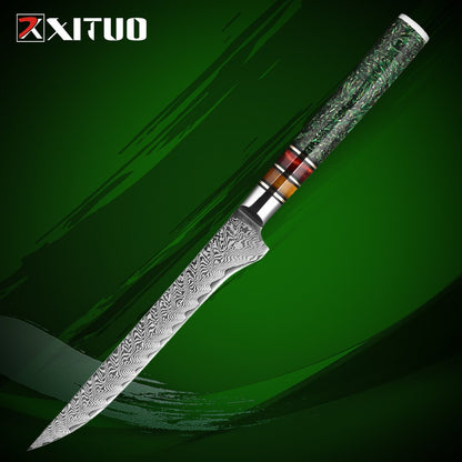 Conjunto de Facas de Cozinha XITUO Luxury Damascus Japonesas Chef Santoku Faca Cutelo Descascar Faca de Pão Cabo de Resina Sintética Destaque