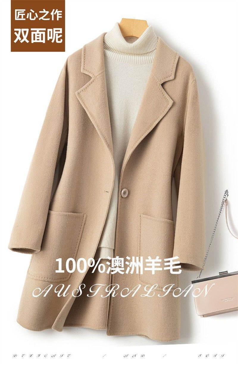 High-Quality Double-Sided Tweed Wool Coat Female 2025Autumn Winter New Woolen Jacket Women's Long Outerwear Fashion Overwear Top