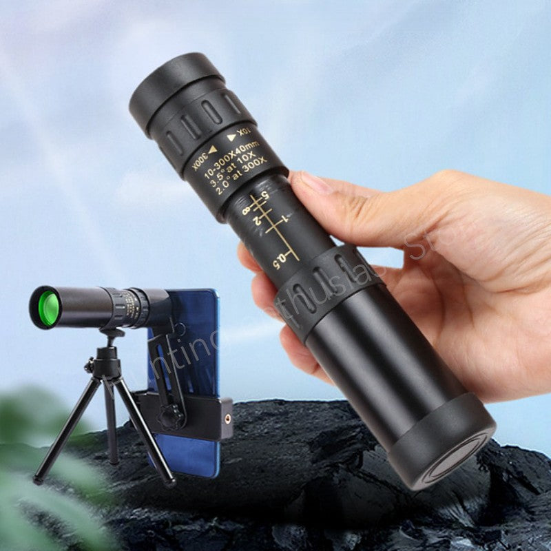 Telescópio monocular profissional com função de zoom 10-300X de alta definição e poderoso controle remoto binocular com prisma BAK4