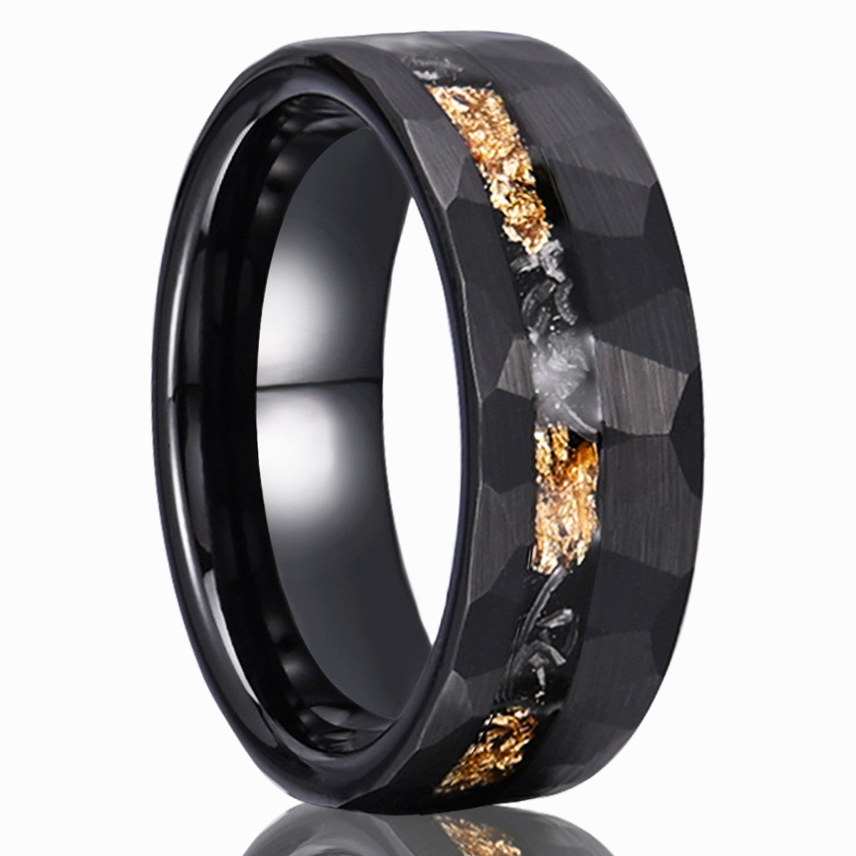 Anel de Tungstênio Meteorito Preto 8MM Anéis Masculinos Aliança de Casamento Noivado Joias da Moda