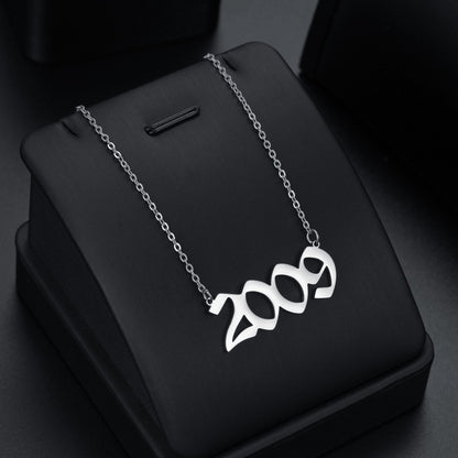 Stainless Steel Birth Year Necklaces For Women Men Gold Silver Color Neck Chain Choker Male Female Pendant Necklace Jewelry
