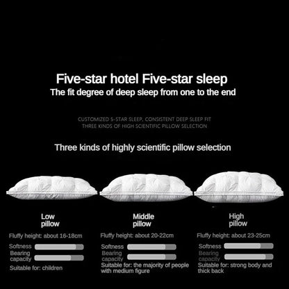 Goose Down Pillow White Cotton Pillow Cover Rectangle Bedroom Sleep 5-Star Hotel Pillow Low-Mid-high Pillows for Sleeping