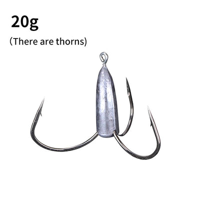 Anzóis de Pesca Triplos Prateados de Aço Carbono com Farpa 20g/30g/40g/50g/60g/80g Agulha de Pesca Acessórios de Pesca