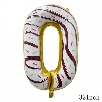 32Inch Donut globos Foil Balloon Fruit Ice Cream Helium Balloon Birthday Party Decoration Kids Toy Sweet Digital baby shower