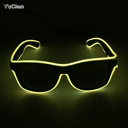 Led Glasses NightClub Masquerade Concert Club Neon Accessories Cool Vogue Flashing LED Futuristic Glasses Men Metal Cool Glasses