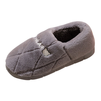 Men Casual Soft Fur Furry Couples Warm Home Baotou Plush Soft Bottom Comfortable Solid Color Men Winter Cotton Slippers  ???