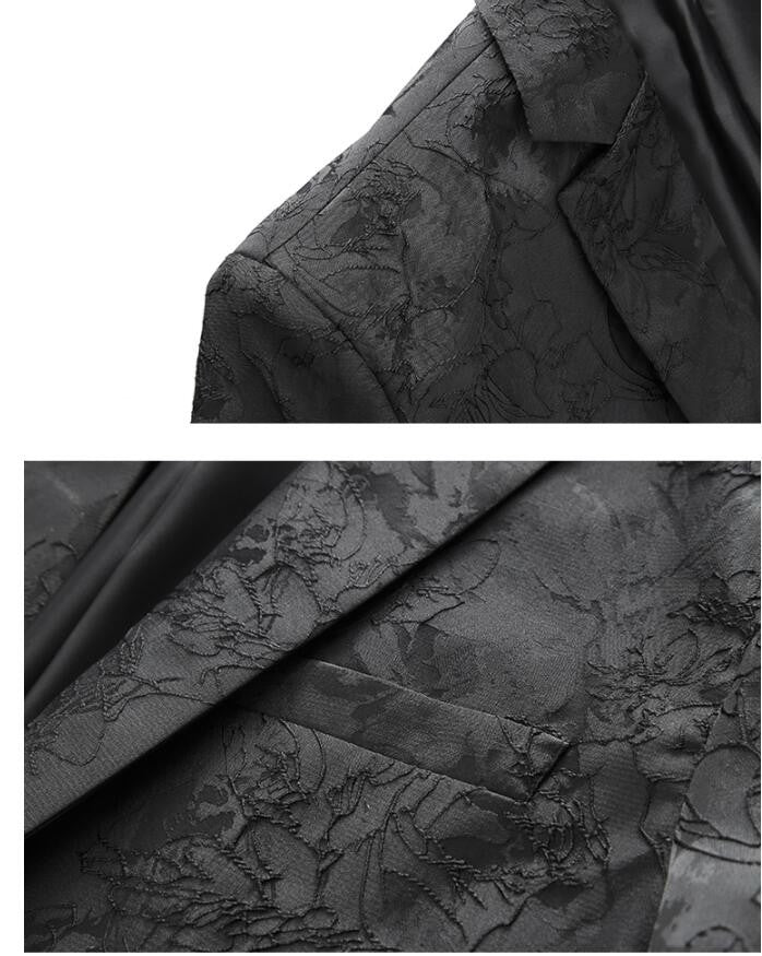 Classic Black Jacquard Suit Male Business Casual Coat Size 6XL-S Fashion Men Wedding Party Tuxedo Dress Blazers Slim Fit Tops