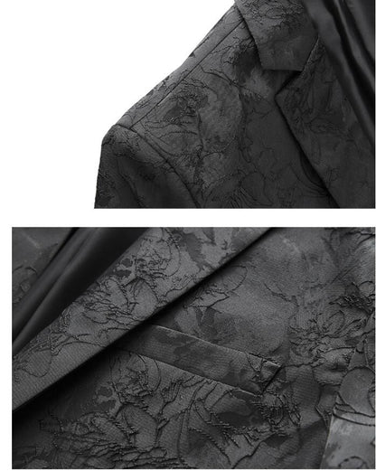 Classic Black Jacquard Suit Male Business Casual Coat Size 6XL-S Fashion Men Wedding Party Tuxedo Dress Blazers Slim Fit Tops