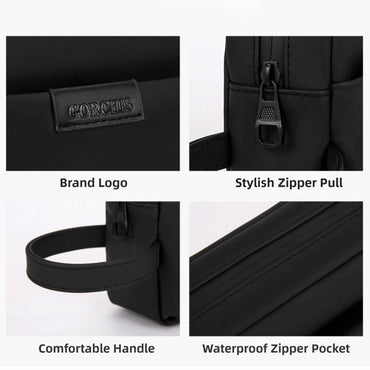 Retro Zipper Closure Leather Clutch Bag Multi-layer Versatile Men's Handbag Large Capacity Waterproof Phone Purse Office