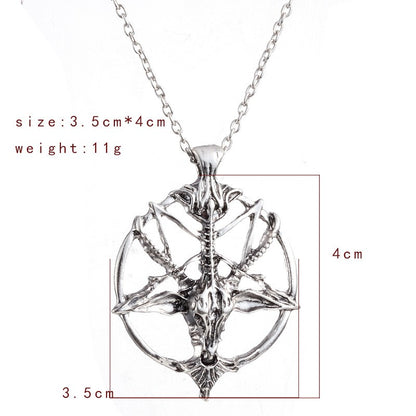 Bijuteria de moda Vintage Charme Feminino Masculino Pentagrama Pan Deus Crânio Cabeça de Bode Pingente Corrente Colares