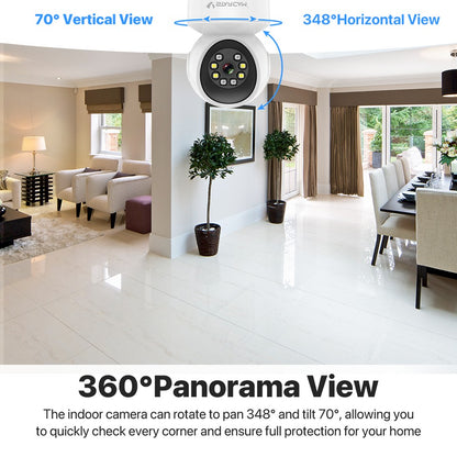 Câmera de Segurança Interna Vstarcam para Casa Cobertura 360° Visão Noturna Colorida Áudio Bidirecional Detecção de Movimento Zona Personalizável