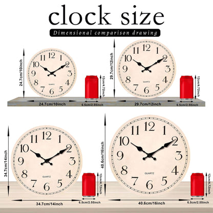 1pc, 10-16 inch classic retro wooden wall clock, creative digital design, battery-operated silent quartz, suitable for living ro