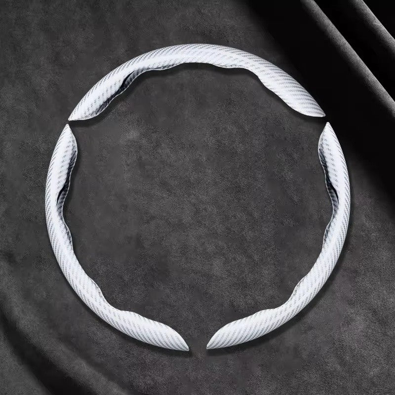 Capa de Volante de Carro 3 Peças Laser Fibra de Carbono Silicone 1K Couro de Microfibra PVC Reforçador de Volante Antiderrapante Universal