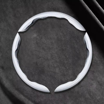 Capa de Volante de Carro 3 Peças Laser Fibra de Carbono Silicone 1K Couro de Microfibra PVC Reforçador de Volante Antiderrapante Universal