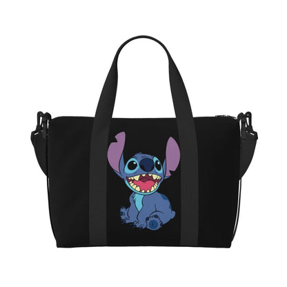 Custom Large SLilo And Stitch Cartoon Tote Bag Women Anime Shopping Shoulder Beach Gym Travel Bag