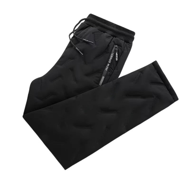 Men's Winter Thiened Lamb Velvet Pants down Feather Windproof Cotton Trousers Loose Fit Warm Casual Long Pants