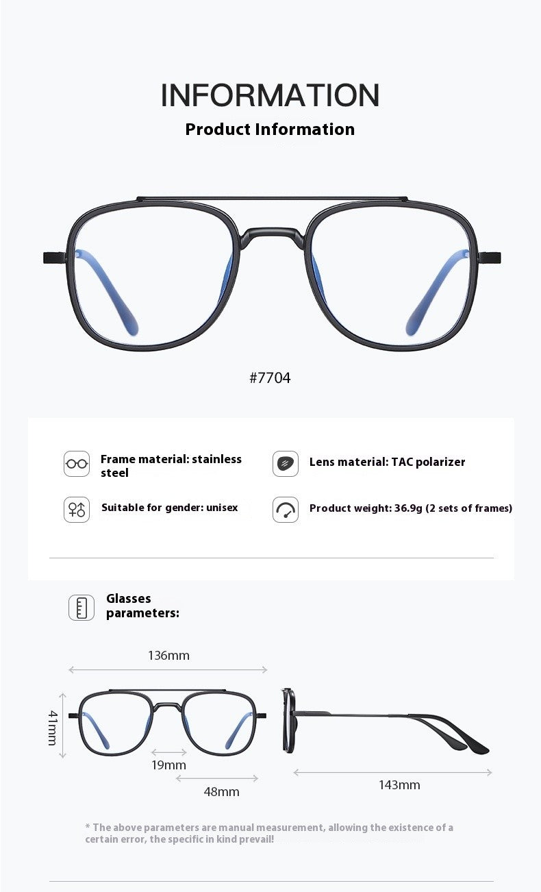 COHK Metal 3 In 1 New Style Folding Magnet Clip On Glasses Frame Trend Polarized Sunglasses Men Optical Computer Eyewear UV400