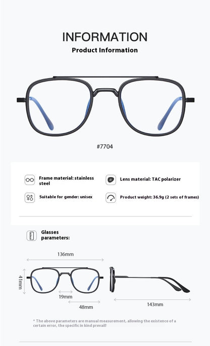 COHK Metal 3 In 1 New Style Folding Magnet Clip On Glasses Frame Trend Polarized Sunglasses Men Optical Computer Eyewear UV400