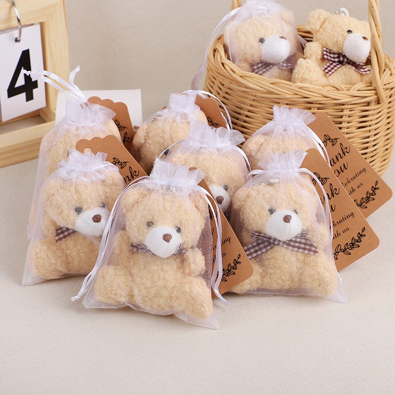 30pcs/10set Bear Gift with Organza Bag Thank You Card for Baby Shower Wedding Decoration Supplies Kids Birthday Party Guest Gift