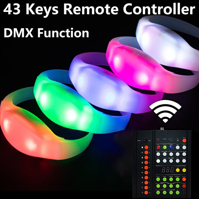 43Keys 1000 Meters 10 Area 15 RGB Remote Controller DMX Function LED Bracelets 100/2000PCS Wristband Wedding Party