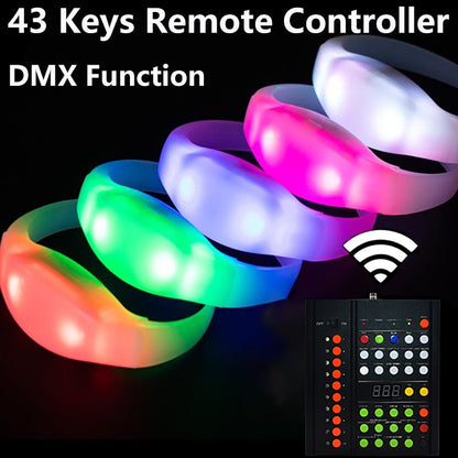 43Keys 1000 Meters 10 Area 15 RGB Remote Controller DMX Function LED Bracelets 100/2000PCS Wristband Wedding Party