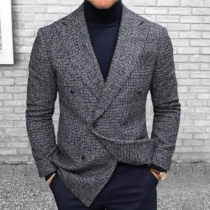 Men Slim Fit Turndown Collar Solid Color Streetwear Autumn Winter British Style Buttons Suit Jacket Coat British Blazer